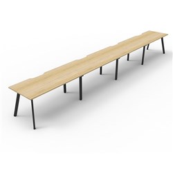 Eternity Workstation 4 Person No Screen 1800Wx750D Oak Top Black Single Frame