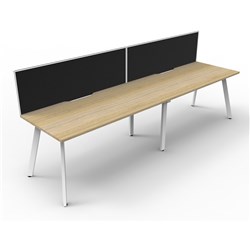 Eternity Workstation 2 Person With Screen 1200Wx750D Oak Top White Single Frame