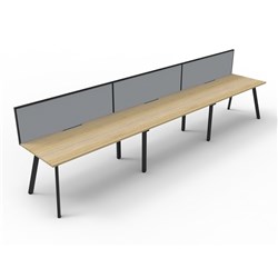 Eternity Workstation 3 Person With Screen 1800Wx750D Oak Top Black Single Frame