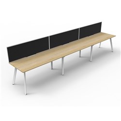 Eternity Workstation 3 Person With Screen 1800Wx750D Oak Top White Single Frame