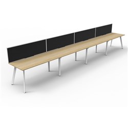 Eternity Workstation 4 Person With Screen 1800Wx750D Oak Top White Single Frame