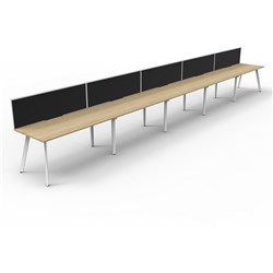 Eternity Workstation 5 Person With Screen 1500Wx750D Oak Top White Single Frame