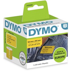 Dymo Labelwriter Labels 54mm x 101mm Roll of 220 Yellow