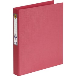 Marbig® Linen PE Binder A4 2D Ring 25mm Coral