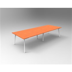 Rapidline Eternity Meeting Table 730Hx3200Wx1200mmD Cherry Top White Base