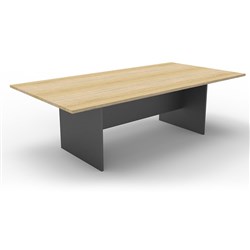 Rapidline Rectangle Boardroom Table 730Hx1200Wx3200mmD Natural Oak Top Ironstone Base