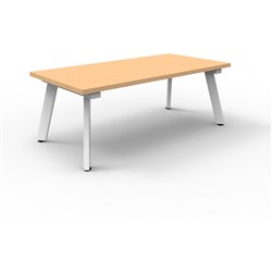 Rapid Eternity Coffee Table 450Hx1200Wx600mmD Beech Top White Satin Base