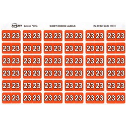 Avery Side Tab 23 Year Code Label 25x38mm Orange Pack of 180