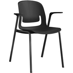 Sylex Palette 4 Leg Chair With Arms Polypropylene Black Seat Black Steel Frame