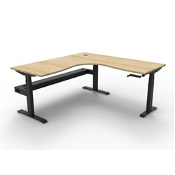 Rapidline Boost Manual Height Corner Workstation + Cable Tray 1800/1500W x 705-1155mmH