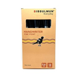 Bibbulmun Handwriter Ballpoint Pen 0.6mm Fine Black Box Of 12