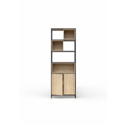 OLG Rhodes Modular Shelving 1 Bay 840W x 455D x 2400mmH New Oak Ravine Black Frame