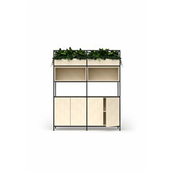 OLG Rhodes Modular Shelving 2 Bay 1680W x 455D x 2000mmH Nordic Maple Black Frame