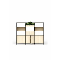 OLG Rhodes Modular Shelving 3 Bay 2520W x 455D x 2000mmH Nordic Maple Black Frame