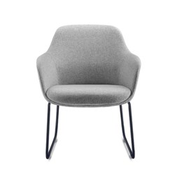Rapidline Aspen Tub Lounge Chair Sled Base Black Steel Frame Light Grey Seat