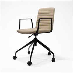 Rapidline Pixel Breakout Room Chair With Arms Black Star Base Almond PU Leather Seat
