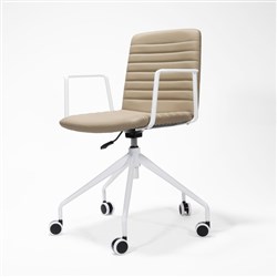 Rapidline Pixel Breakout Room Chair With Arms White Star Base Almond PU Leather Seat