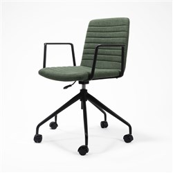 Rapidline Pixel Breakout Room Chair With Arms Black Star Base Olive Fabric Seat
