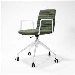 Rapidline Pixel Breakout Room Chair With Arms White Star Base Olive Fabric Seat