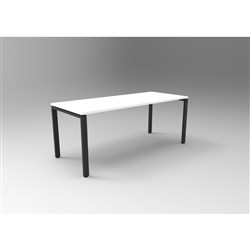 Rapidline Deluxe Steel Frame Table Profile Leg 1500W x 600D x 730mmH White Top Black Frame