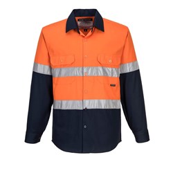 Portwest Hobart Hi-Vis Contrast Shirt Long Sleeve 11XL Orange And Navy