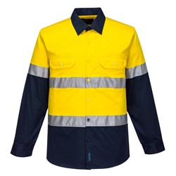 Portwest Hobart Hi-Vis Lightweight Contrast Shirt Long Sleeve Medium Yellow/Navy
