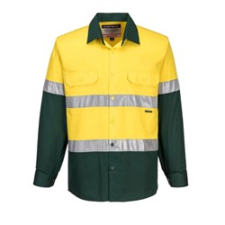 Portwest Hobart Hi-Vis Lightweight Contrast Shirt Long Sleeve 3XL Yellow/Green