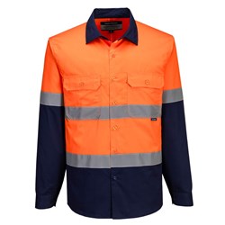Portwest Industrial Hi-Vis Lightweight Contrast Shirt Long Sleeve 9XL Orange/Navy
