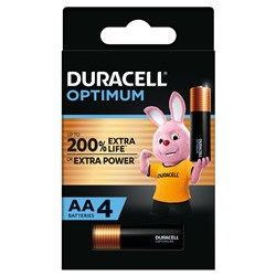 Duracell Optimum Alkaline Battery AA Pack Of 4