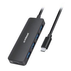 Mbeat 4 Port USB-C Hub With USB-C DC Port Black