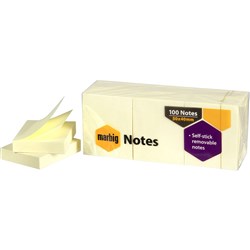 MARBIG POST IT NOTES 40X50MM YELLOW PK12