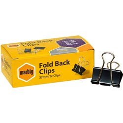 MARBIG FOLDBACK CLIPS 32mm BOX 12