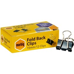 MARBIG FOLDBACK CLIPS 15mm BOX.12