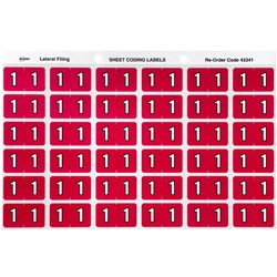 SHEET CODE LABEL NUMERIC 1 LATERAL SIDE TAB 30 LABELS/SHT 180 LABELS PK5