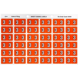 SHEET CODE LABEL NUMERIC 3 LATERAL SIDE TAB 30 LABELS/SHT 180 LABELS PK5