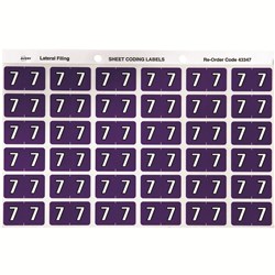 SHEET CODE LABEL NUMERIC 7 LATERAL SIDE TAB 30 LABELS/SHT 180 LABELS PK5