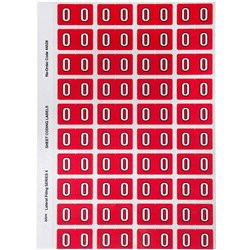 Avery Numeric Coding Label 0 Side Tab 25x42mm Red Pack of 240
