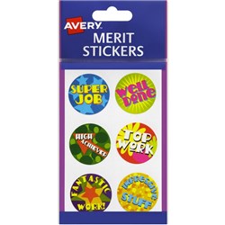 AVERY MERIT STICKERS **Must purchase Min 12 Pkts** Brights Pk96 Flatpack