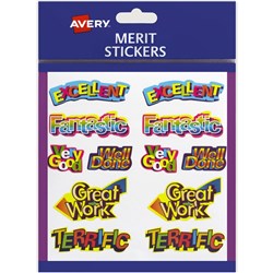 AVERY MERIT STICKERS **Must purchase Min 12pkts** Caption Shapes 18X30mm Pk120