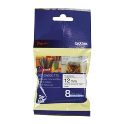 BRO P-TOUCH TAPE 12MM BLACK ON WHITE 8MTRS MK231