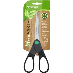 Westcott KleenEarth Scissors Straight Handle 178mm Black