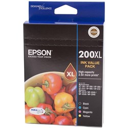 EPSON INK CARTRIDGE 200XL High Yield Value Pack of 4