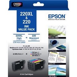 Epson 220XL Ink Cartridge High Yield Value Pack of 4