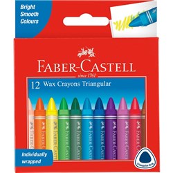 FABER-CASTELL GRIP WAX CRAYONS Triangular Grip Assorted 12s