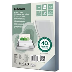 FELLOWES&REG; BINDING COVER A4 240 Micron PVC Clear Pack of 100