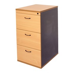3 Drawer Melamine Filing Cabinet 990Hx465Wx600D Lockable Beech and Ironstone