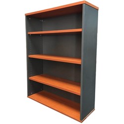 Rapidline Melamine Bookcase 900Wx315Dx1200H Includes 3 Shelves Cherry and Ironstone