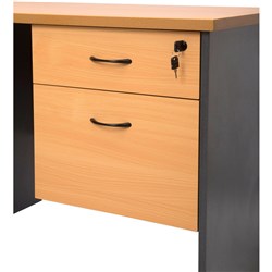 Rapidline Melamine Fixed Pedestal 1 Personal Drawer 1 File Drawer Beech Ironstone
