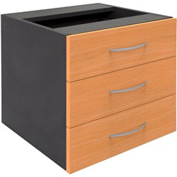 Rapidline Melamine Fixed Pedestal 3 Personal Drawers Beech and Ironstone