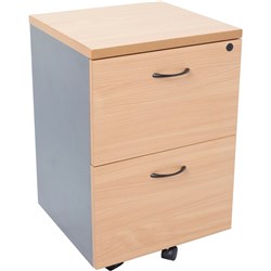 Rapidline Melamine Mobile Pedestal 2 File Drawer Beech and Ironstone